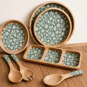 Premium handmade wooden serving set for dining and kitchen use